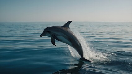 Fototapeta premium A dolphin performing acrobatics in the water