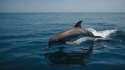Fototapeta premium A pair of dolphins swimming close together in the warm embrace of the ocean
