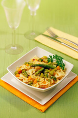 Farfalle with asparagus.