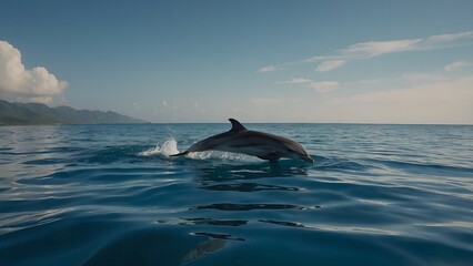 Naklejka premium A dolphin breaching the waves with exuberance
