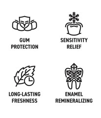 Icons set with toothpaste main characteristics in bold line