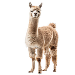 Obraz premium Charming Llama Standing Gracefully Against a Solid Transparent background