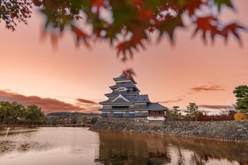 Matsumoto Castle or Crow Castle in Autumn, is one of Japanese premier historic castles in easthern Honshu. Landmark and popular for tourists attraction in Matsumoto city, Nagano Prefecture, Japan