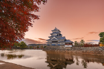 Matsumoto Castle or Crow Castle in Autumn, is one of Japanese premier historic castles in easthern Honshu. Landmark and popular for tourists attraction in Matsumoto city, Nagano Prefecture, Japan