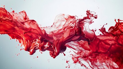 Dynamic Splash of Red Liquid on White Background