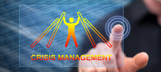 Man touching a crisis management concept