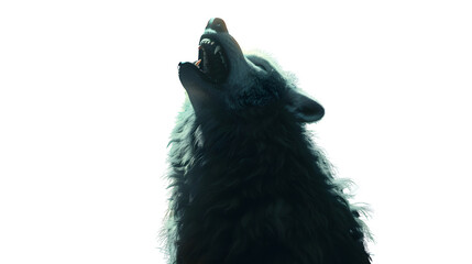 Obraz premium Howling Halloween Werewolf, Spooky and Menacing Lycanthrope with Full Moon, Iconic Halloween Creature, png file, isolated on white