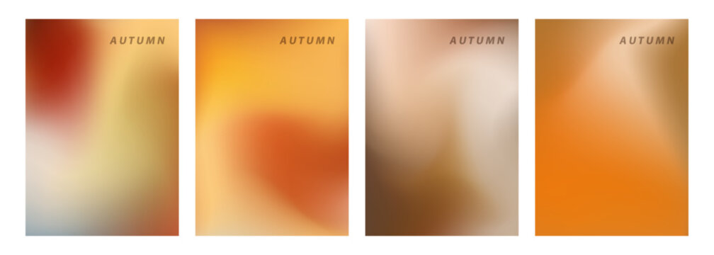 Fall season colors. Defocused bright colored abstract backgrounds. Blurred vibrant colors for Autumn theme creative graphic design. Vector illustration.