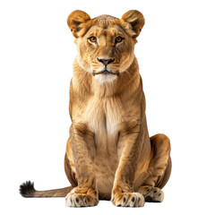 Fototapeta premium Graceful Lioness in Captivating Portrait: A Glimpse into the Wilderness Majesty