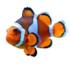 Striking Clownfish Showcases Stunning Colors Against a Transparent background