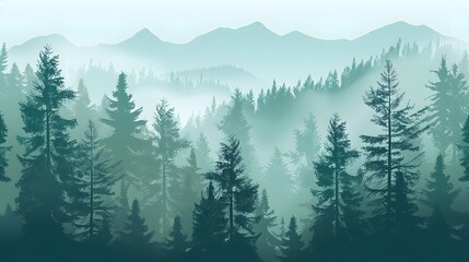 Misty Morning Light in the Forest