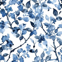 Watercolor navy toile seamless repeating pattern, minimal pattern, high contrasty 