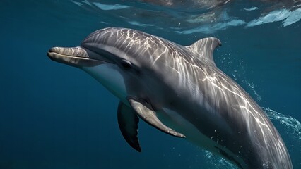 Naklejka premium A dolphin soaring above the sea with joy