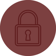 Padlock Vector Line Maroon Circle Maroon