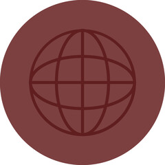 Globe Vector Line Maroon Circle Maroon