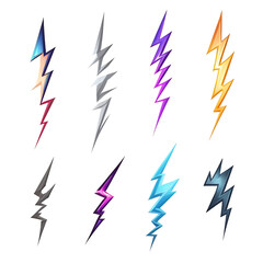 Colorful Lightning Bolt Pattern isolated On transparent Background 
