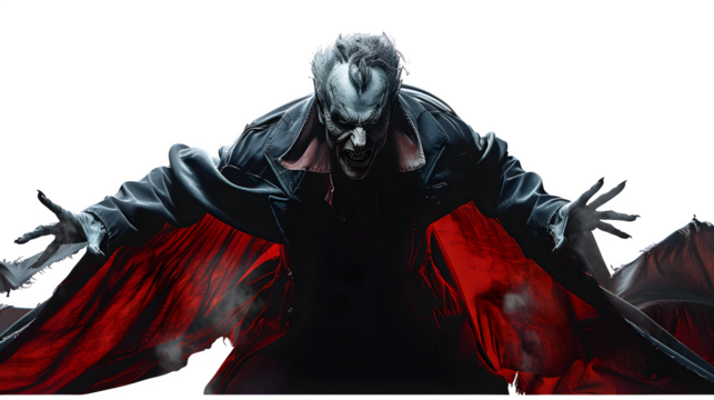 Halloween Vampire, Spooky and Classic Undead Creature with Fangs, Iconic and Haunting Halloween Figure, png file, isolated on white