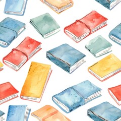 Watercolor notebooks seamless repeating pattern, minimal pattern, high contrasty 