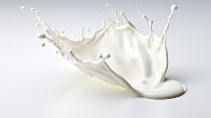 Milk splash on white for food or chemistry illustrations, ideal for culinary or scientific concepts
