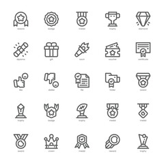 Reward and Badge icon pack for your website, mobile, presentation, and logo design. Reward and Badge icon outline design. Vector graphics illustration and editable stroke.