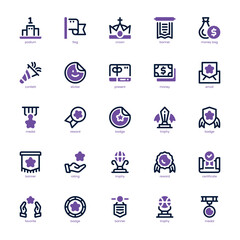 Reward and Badge icon pack for your website, mobile, presentation, and logo design. Reward and Badge icon dual tone design. Vector graphics illustration and editable stroke.