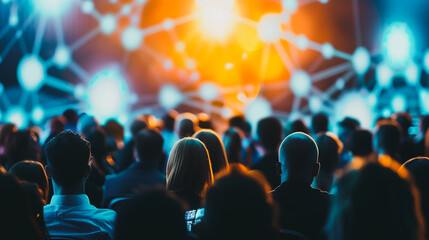 Obraz premium Business seminar for business people to work on projects together in the office. Using economic growth charts and network connectivity to accompany the data In analyzing future trends
