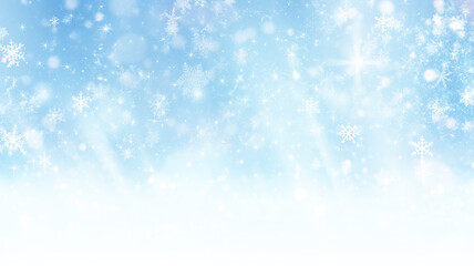 Fototapeta premium winter holiday background with snowflakes, abstract blue blurred in motion, light rays of light on blue, christmas form