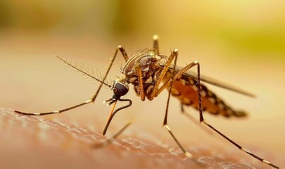 Naklejka premium Summer Insect Invasion: Mosquito Bites and Bug Encounters in Vibrant Detail. AI-Generated 4K Wallpaper Illustrating the Pesky Side of Warm Weather. Close-up View of Biting Insects, Skin Reactions, and