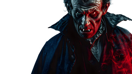 Halloween Vampire, Spooky and Classic Undead Creature with Fangs, Iconic and Haunting Halloween Figure, png file, isolated on white