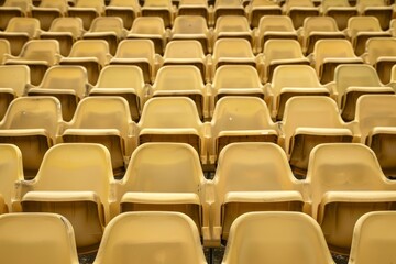 Naklejka premium Empty stands and seats for fans and fans in the open-air stadium. Lack of fans during the pandemic.. Beautiful simple AI generated image in 4K, unique.