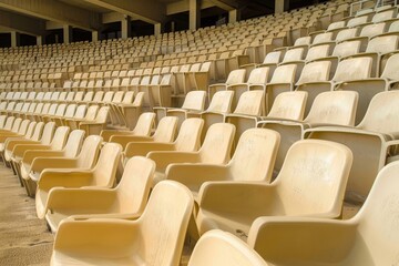 Empty snow-covered stands of the stadium. Beautiful simple AI generated image in 4K, unique.