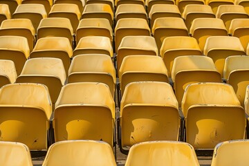 Obraz premium Empty stands and seats for fans and fans in the open-air stadium. Lack of fans during the pandemic.. Beautiful simple AI generated image in 4K, unique.