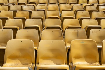Obraz premium Empty stands and seats for fans and fans in the open-air stadium. Lack of fans during the pandemic.. Beautiful simple AI generated image in 4K, unique.