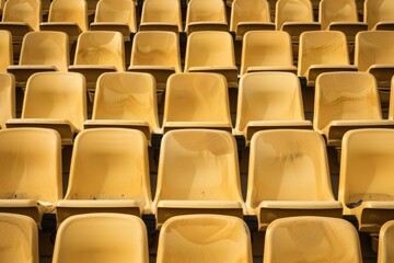 Fototapeta premium Empty stands and seats for fans and fans in the open-air stadium. Lack of fans during the pandemic.. Beautiful simple AI generated image in 4K, unique.