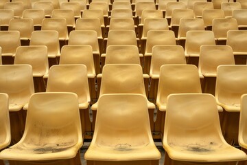 Fototapeta premium Empty snow-covered stands of the stadium. Beautiful simple AI generated image in 4K, unique.