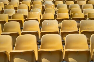 Obraz premium Empty stands and seats for fans and fans in the open-air stadium. Lack of fans during the pandemic.. Beautiful simple AI generated image in 4K, unique.