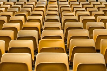 Fototapeta premium Empty stands and seats for fans and fans in the open-air stadium. Lack of fans during the pandemic.. Beautiful simple AI generated image in 4K, unique.