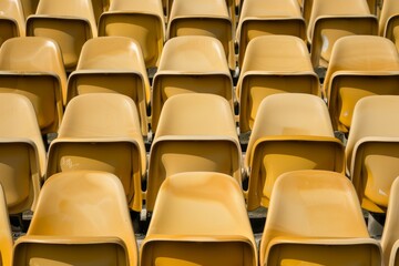 Obraz premium Empty stands and seats for fans and fans in the open-air stadium. Lack of fans during the pandemic.. Beautiful simple AI generated image in 4K, unique.