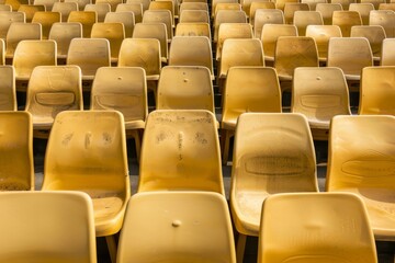 Empty stands and seats for fans and fans in the open-air stadium. Lack of fans during the pandemic.. Beautiful simple AI generated image in 4K, unique.