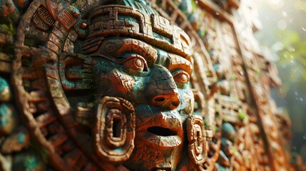 Obraz premium Mayan Stone Carving Close-Up