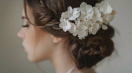 Naklejka premium Brides Hydrangea Hairpiece