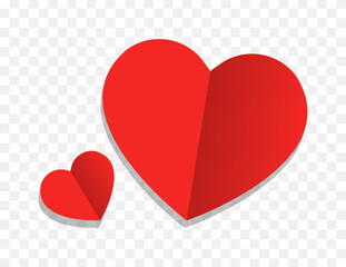 Heart icon. Folding heart icon. Flat style. Vector icon.