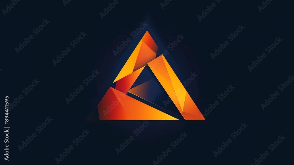 Wall mural Abstract Orange Triangle on Dark Blue Background