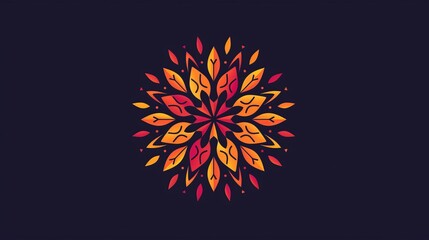 Fototapeta premium Abstract Orange And Red Leaf Mandala