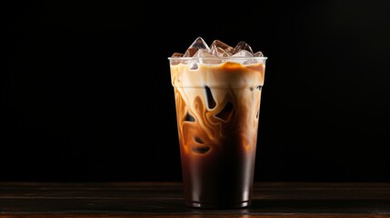 Cold brew milk cream iced coffee with copy space for adding text or design, ideal for customization