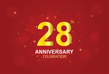 28th anniversary logotype golden color with swoosh, isolated on elegant background for anniversary celebration event.