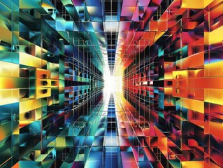Obraz premium 3dbackground, cubes, grid, symmetry, futuristic, geometric design