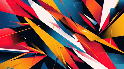 A bold abstract background with sharp angles and a mix of bright and dark colors