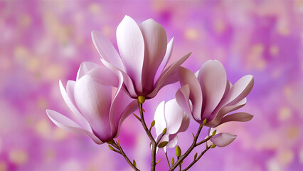 Obraz premium A stunning minimalist image of magnolia flowers in full bloom, set against a soft spring background, evoking a classic and elegant theme. 
