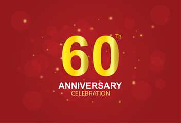 60th Anniversary Logo Design With Colorful Confetti, Birthday Greeting card with Colorful design elements for banner and invitation card of anniversary celebration.